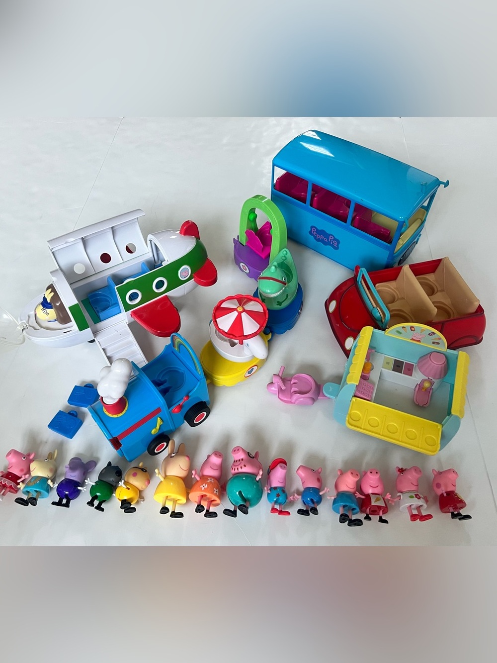 Peppa Pig Car Bus Airplane Train Ice Cream Vespa Figures Accessories Playset Lot